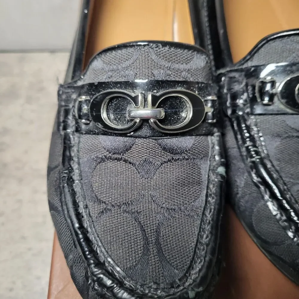 COACH Signature Olive Jacquard Black Smoke Driving Loafer Women's 7.5 M